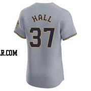 DL Hall Men's Milwaukee Brewers Gray Elite Road Jersey