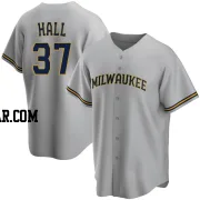 DL Hall Men's Milwaukee Brewers Gray Replica Road Jersey