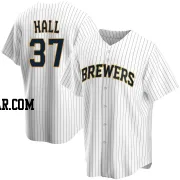 DL Hall Men's Milwaukee Brewers White Replica Home Jersey