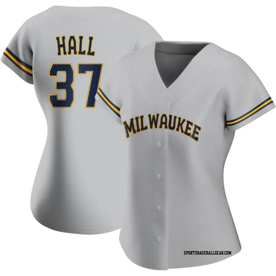 DL Hall Women's Milwaukee Brewers Gray Authentic Road Jersey