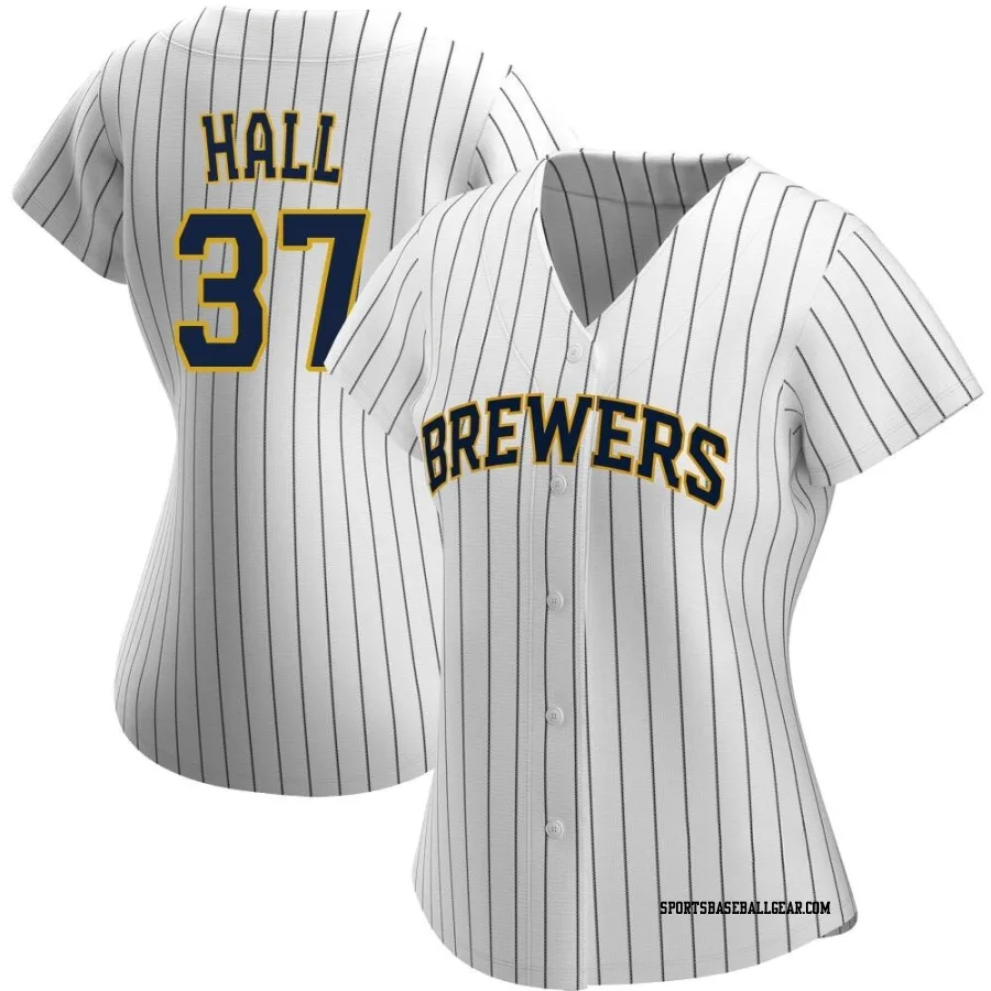 DL Hall Women's Milwaukee Brewers White/Navy Authentic Alternate Jersey