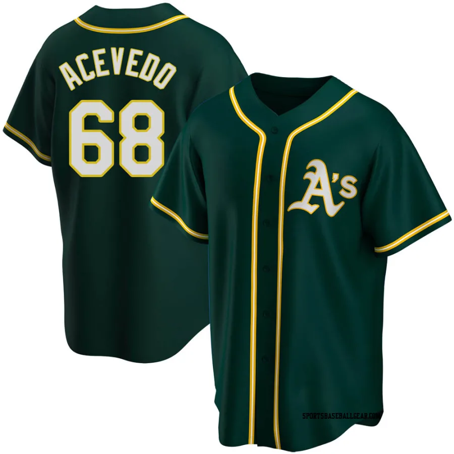 Domingo Acevedo Men's Oakland Athletics Green Replica Alternate Jersey