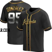 Domingo Gonzalez Men's Atlanta Braves Black Golden Replica Alternate Jersey