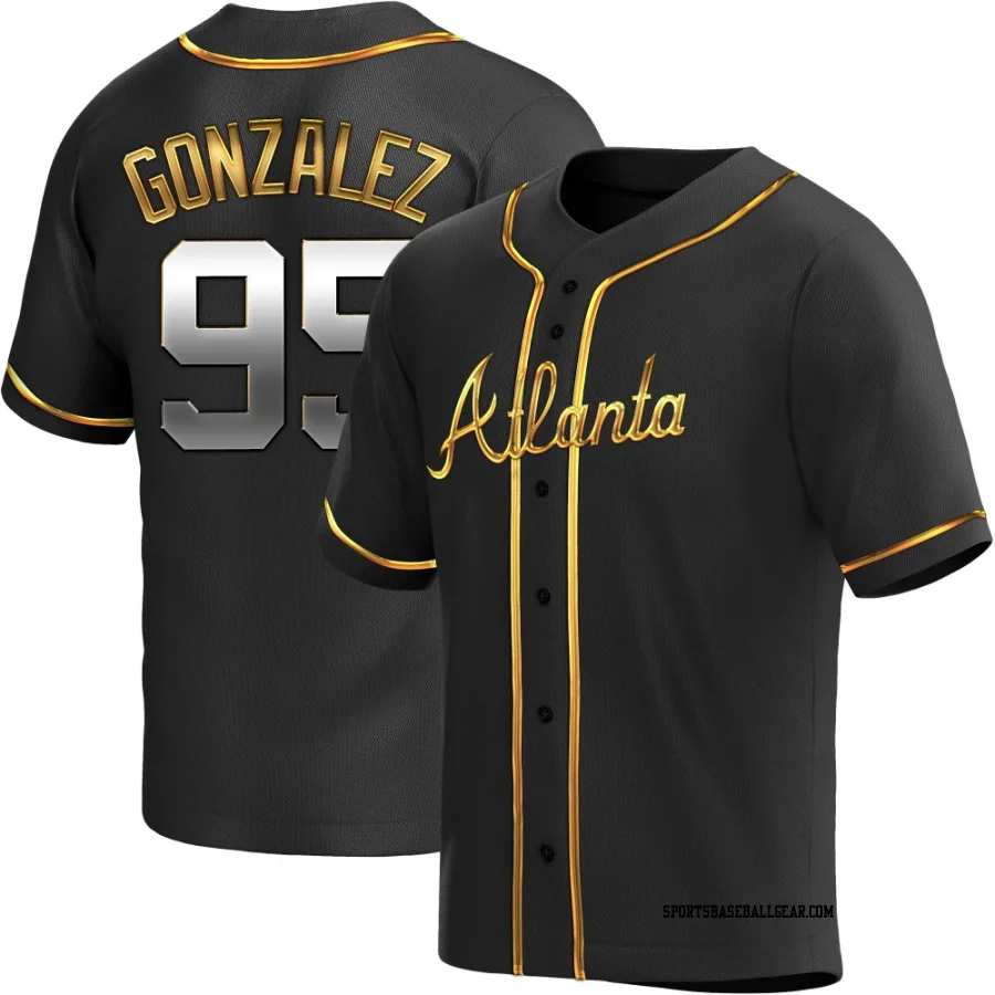 Domingo Gonzalez Men's Atlanta Braves Black Golden Replica Alternate Jersey