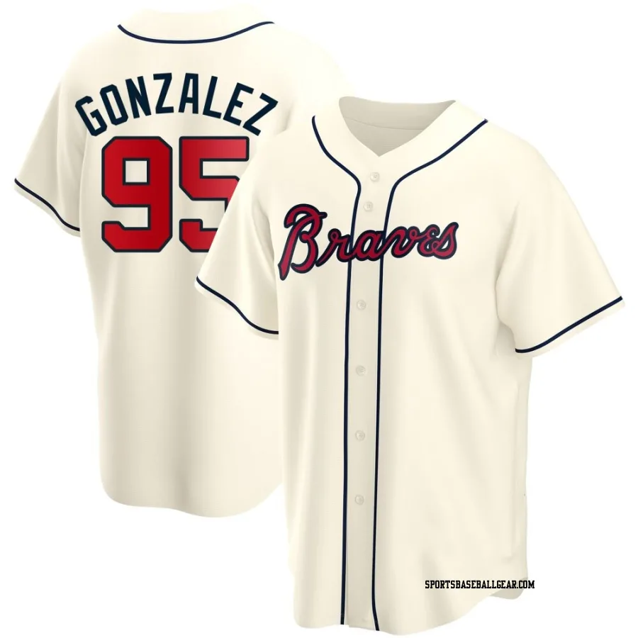 Domingo Gonzalez Men's Atlanta Braves Cream Replica Alternate Jersey