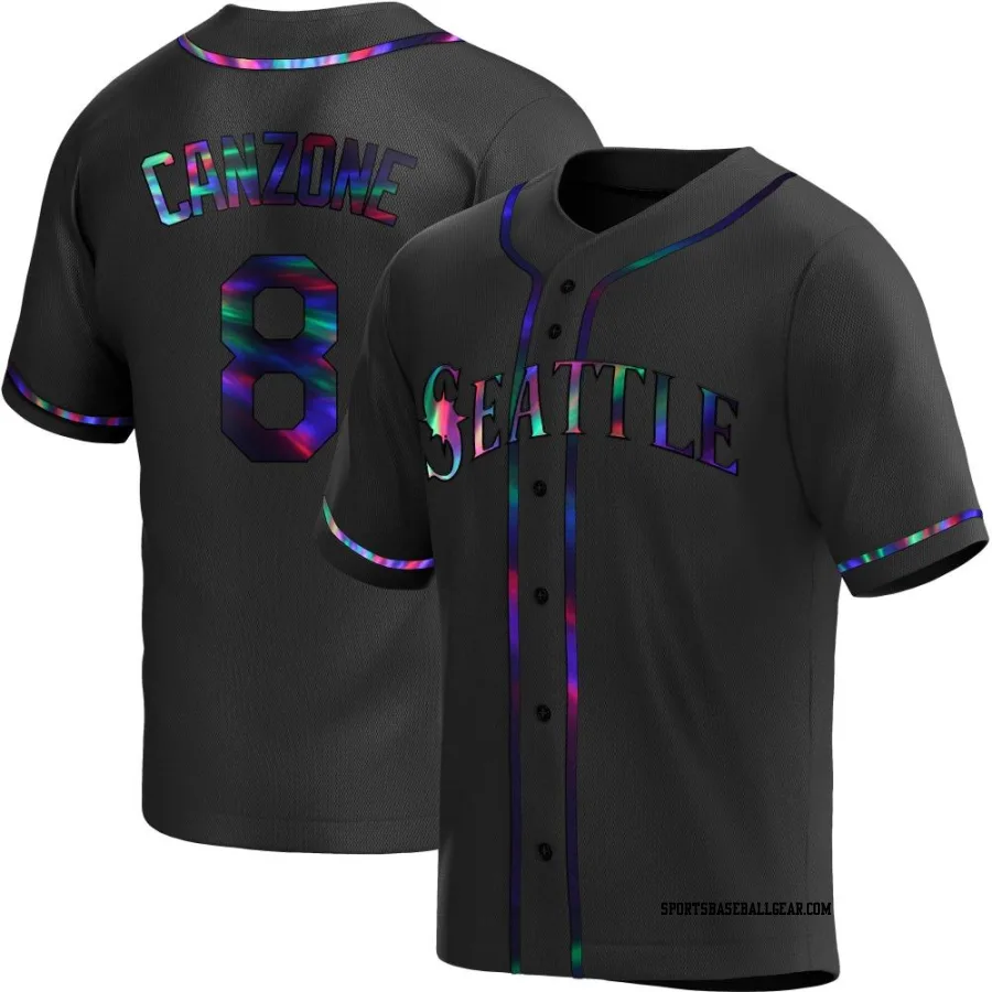 Dominic Canzone Men's Seattle Mariners Black Holographic Replica Alternate Jersey