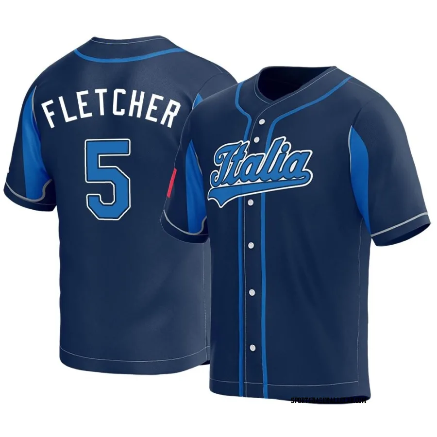 Dominic Fletcher Men's Italy Baseball Navy Replica 2023 World Baseball Classic Jersey