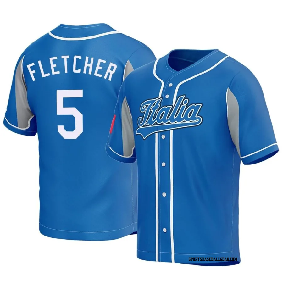 Dominic Fletcher Men's Italy Baseball Royal Replica 2023 World Baseball Classic Jersey