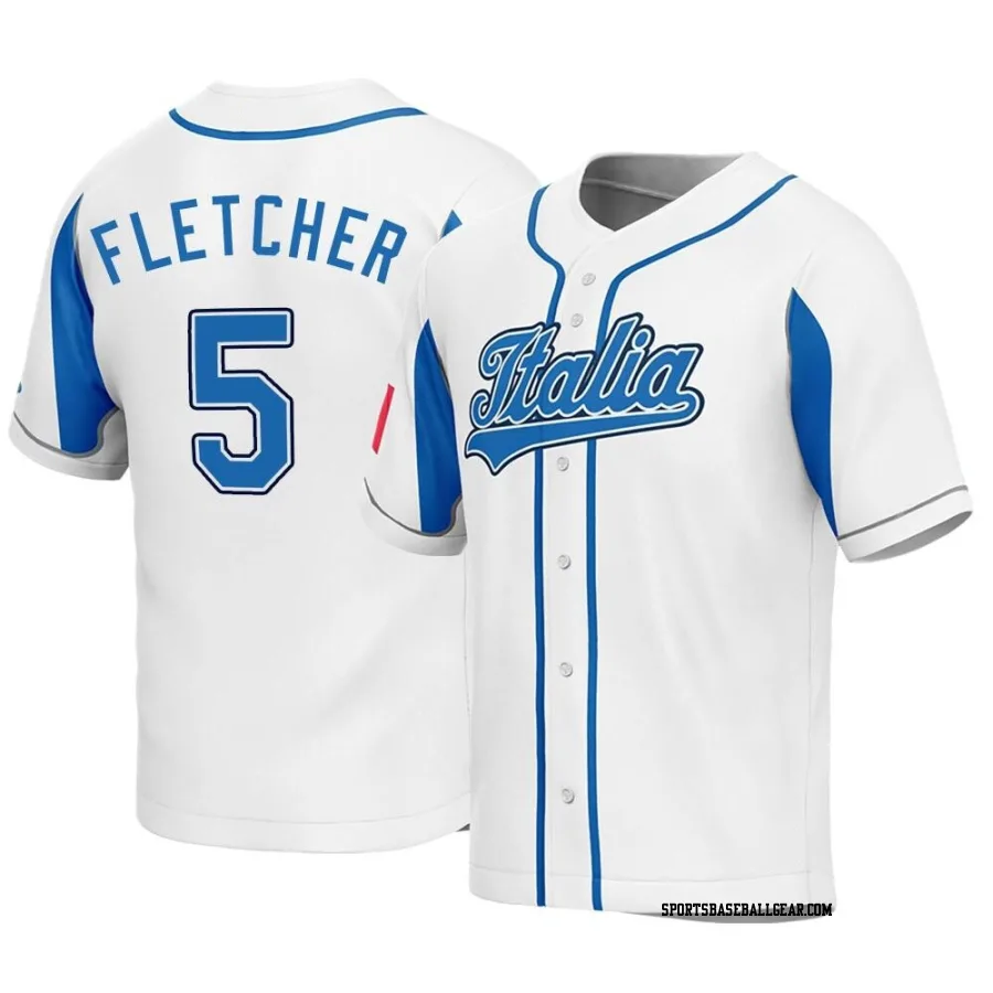 Dominic Fletcher Men's Italy Baseball White Replica 2023 World Baseball Classic Jersey