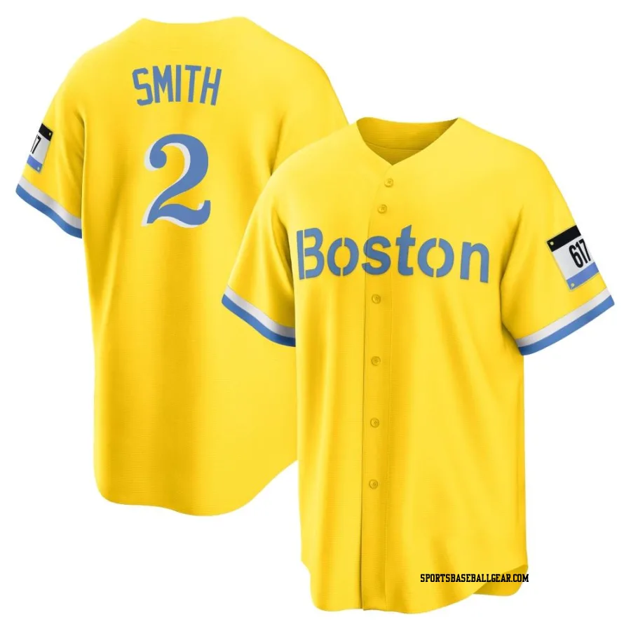 Dominic Smith Men's Boston Red Sox Gold/Light Replica Blue 2021 City Connect Player Jersey