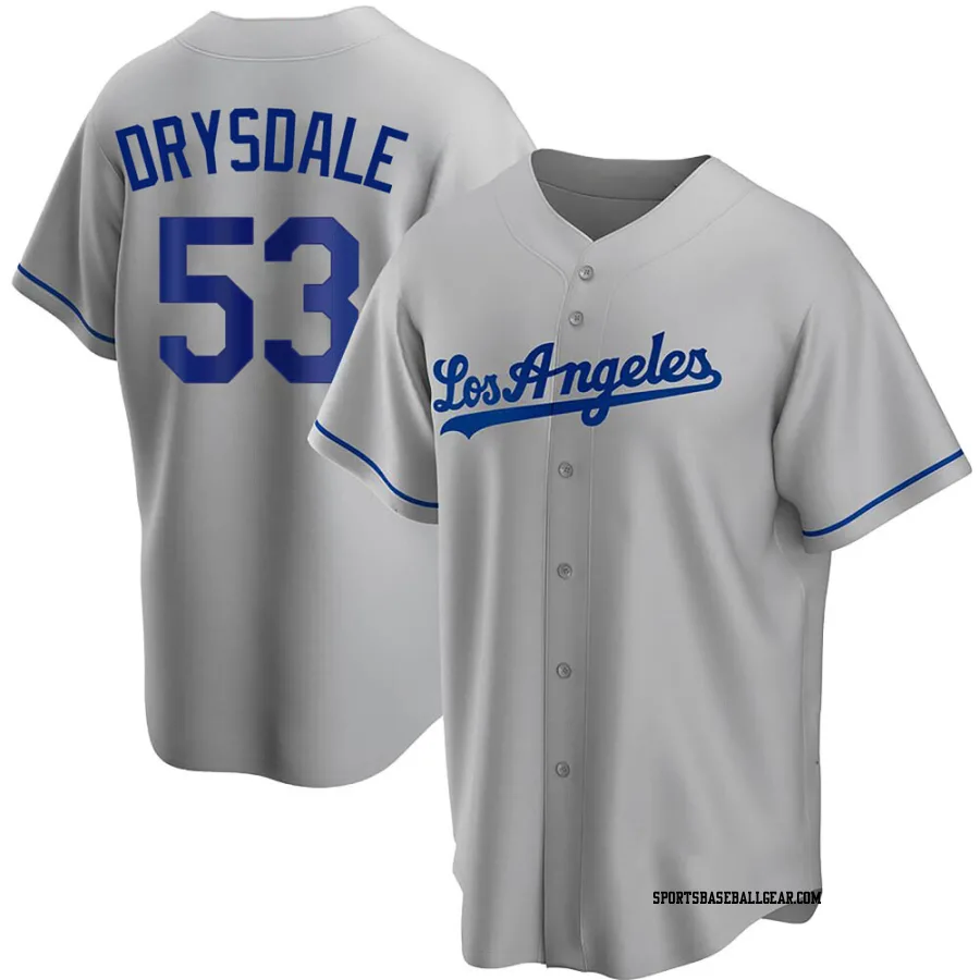 Don Drysdale Men's Los Angeles Dodgers Gray Replica Road Jersey