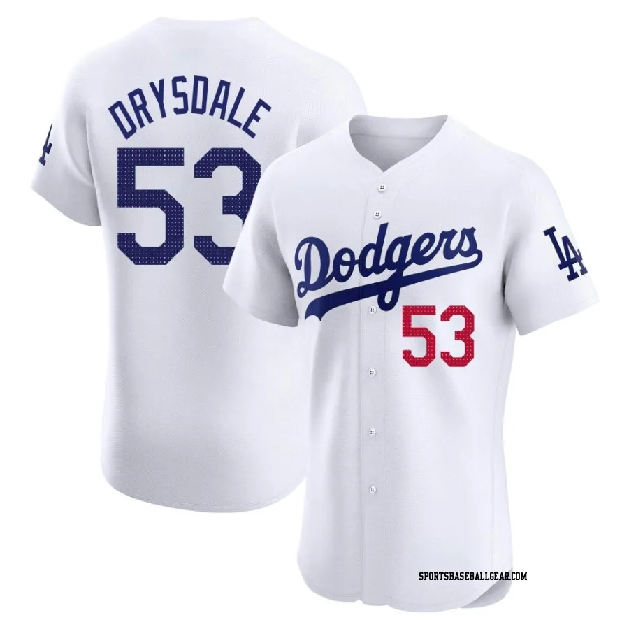 Don Drysdale Men's Los Angeles Dodgers White Elite Home Jersey