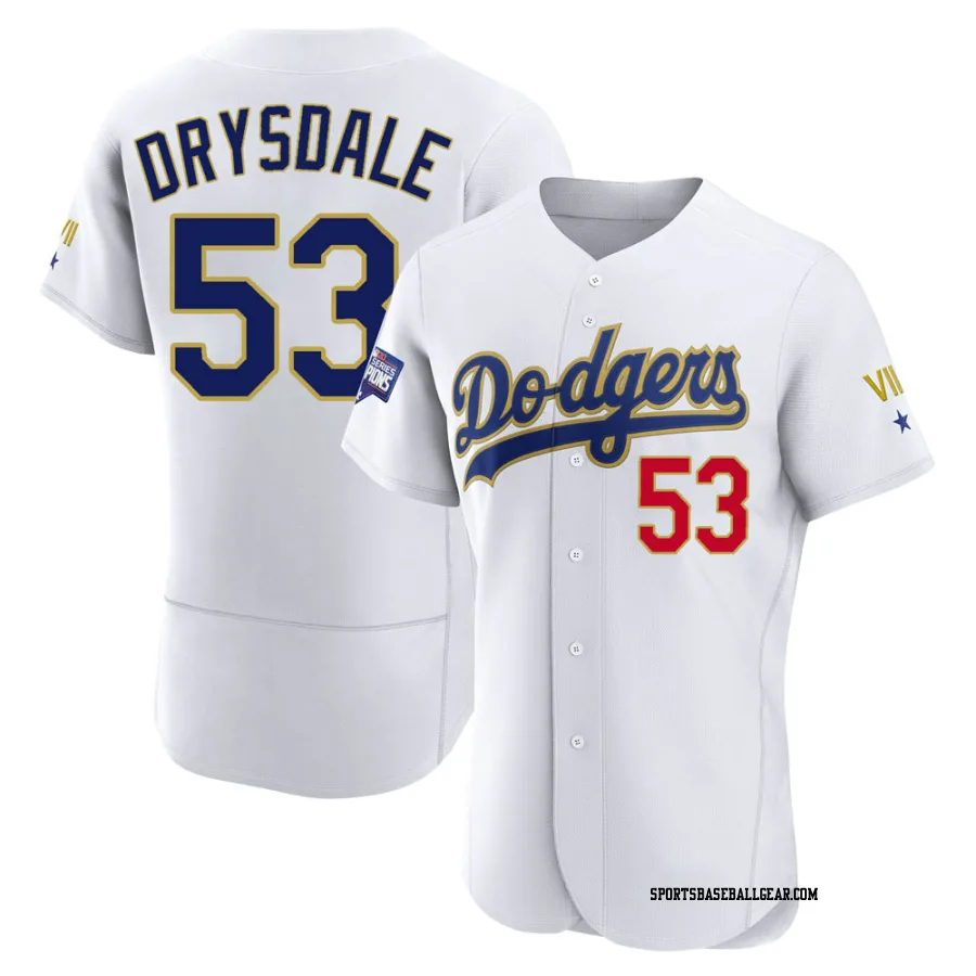 Don Drysdale Men's Los Angeles Dodgers White/Gold Authentic 2021 Gold Program Player Jersey