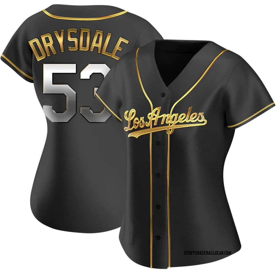 Don Drysdale Women's Los Angeles Dodgers Black Golden Replica Alternate Jersey