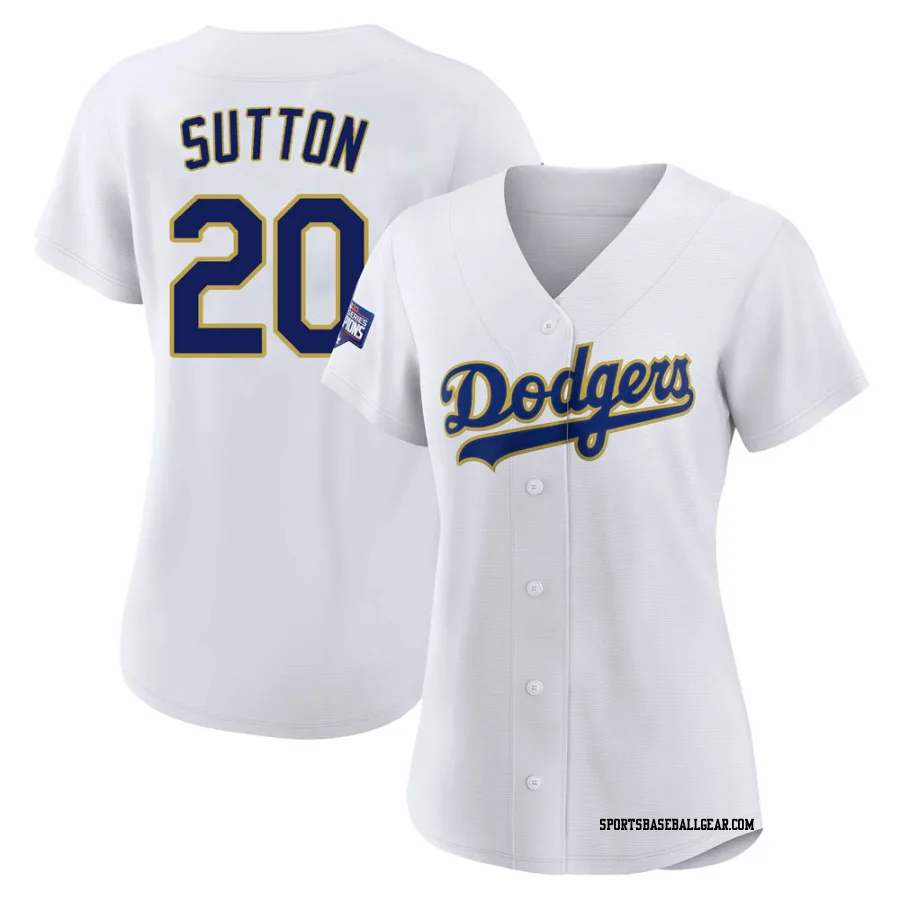 Don Sutton Women's Los Angeles Dodgers White/Gold Authentic 2021 Gold Program Player Jersey