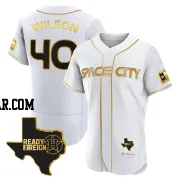 Don Wilson Men's Houston Astros White/Gold Authentic 2023 Space City Ready 2 Reign Flex Base Jersey