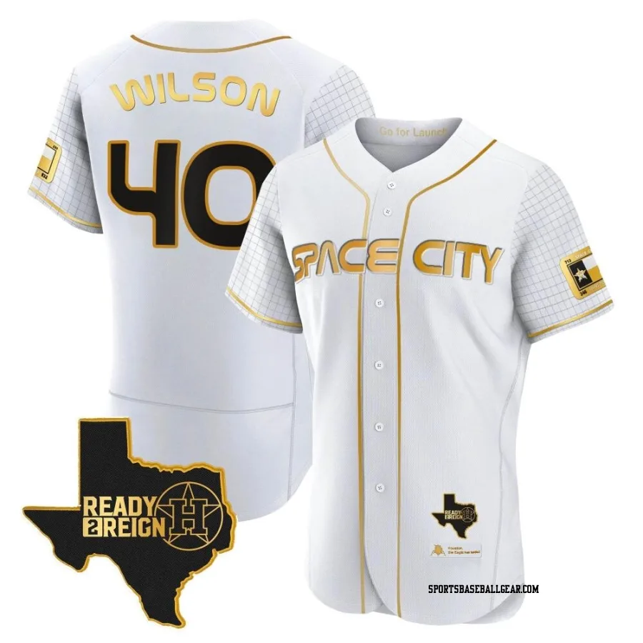 Don Wilson Men's Houston Astros White/Gold Authentic 2023 Space City Ready 2 Reign Flex Base Jersey