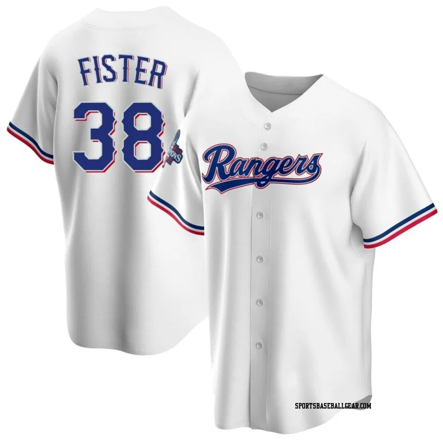 Doug Fister Men's Texas Rangers White Replica Home 2023 World Series Champions Jersey