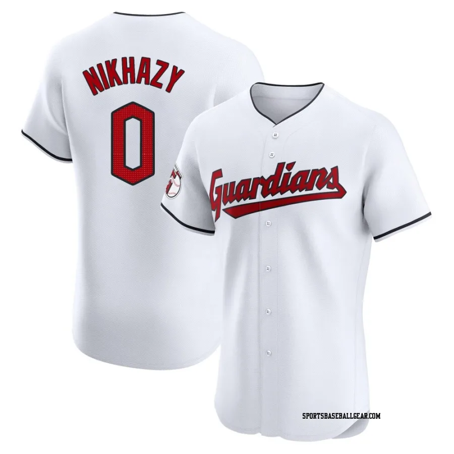 Doug Nikhazy Men's Cleveland Guardians White Elite Home Jersey