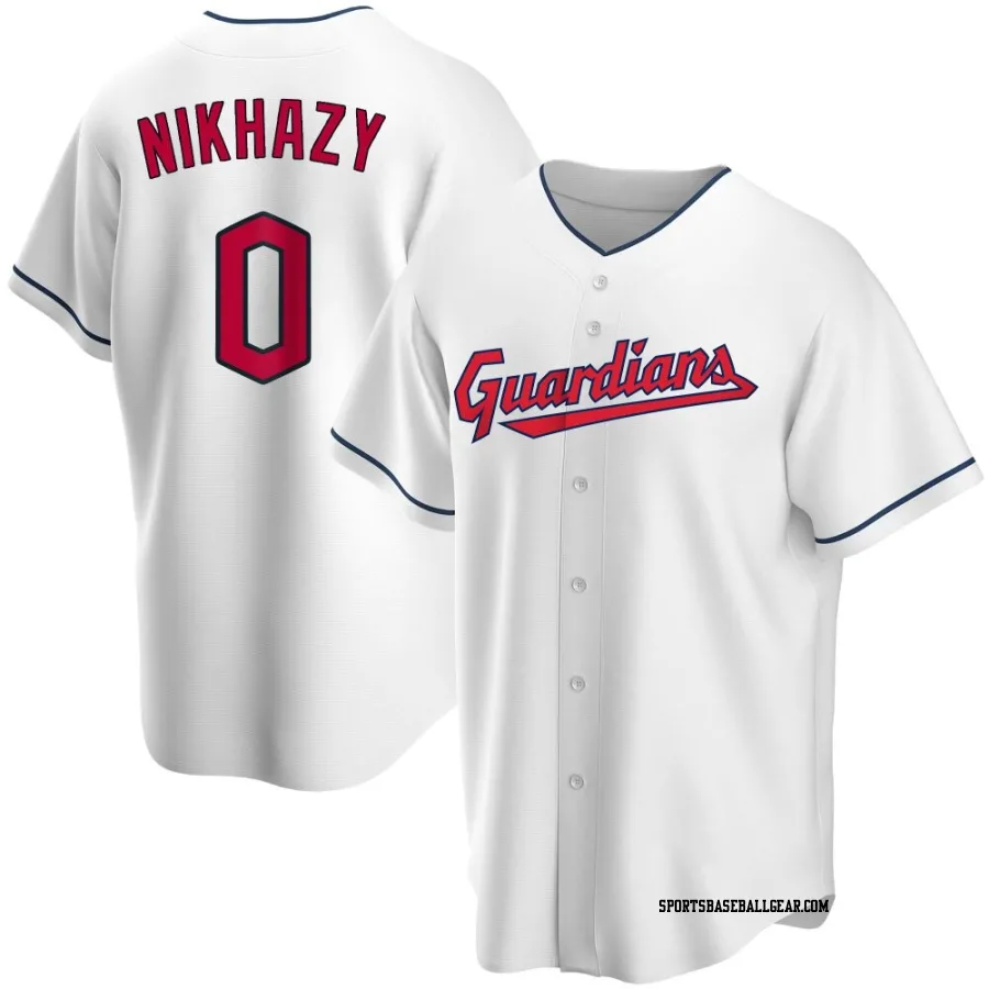 Doug Nikhazy Men's Cleveland Guardians White Replica Home Jersey