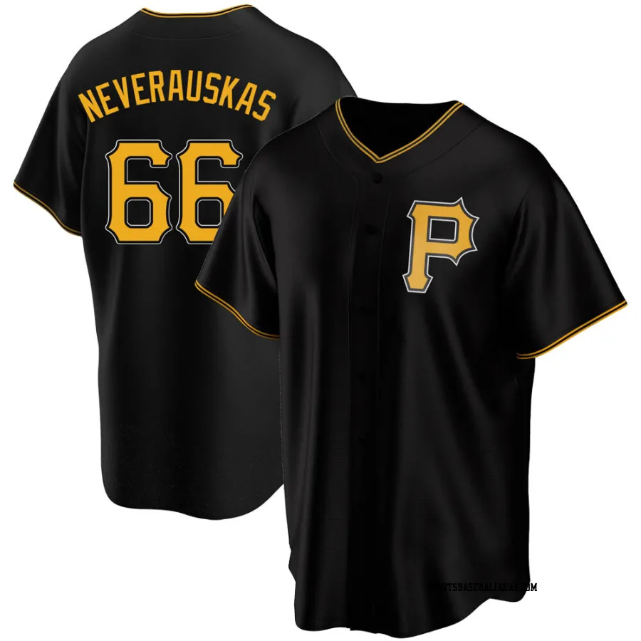 Dovydas Neverauskas Men's Pittsburgh Pirates Black Replica Alternate Jersey