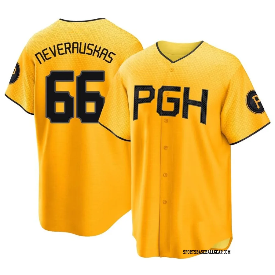 Dovydas Neverauskas Youth Pittsburgh Pirates Gold Replica 2023 City Connect Jersey