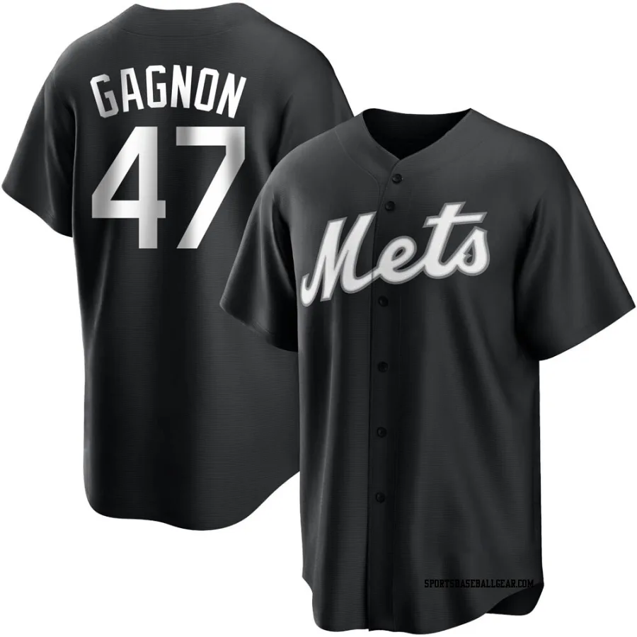 Drew Gagnon Men's New York Mets Black/White Replica Jersey