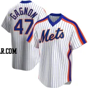 Drew Gagnon Men's New York Mets White Replica Home Cooperstown Collection Jersey