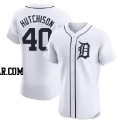 Drew Hutchison Men's Detroit Tigers White Elite Home Patch Jersey