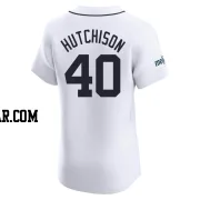 Drew Hutchison Men's Detroit Tigers White Elite Home Patch Jersey