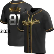 Drew Millas Men's Washington Nationals Black Golden Replica Alternate Jersey