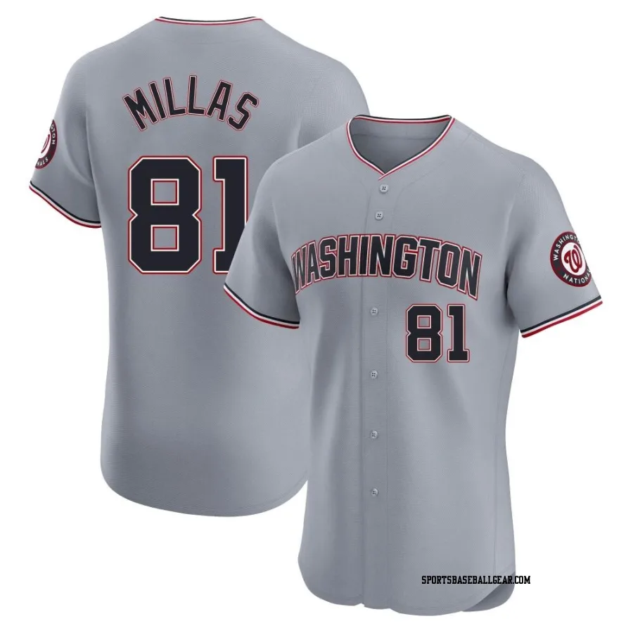 Drew Millas Men's Washington Nationals Gray Elite Road Jersey