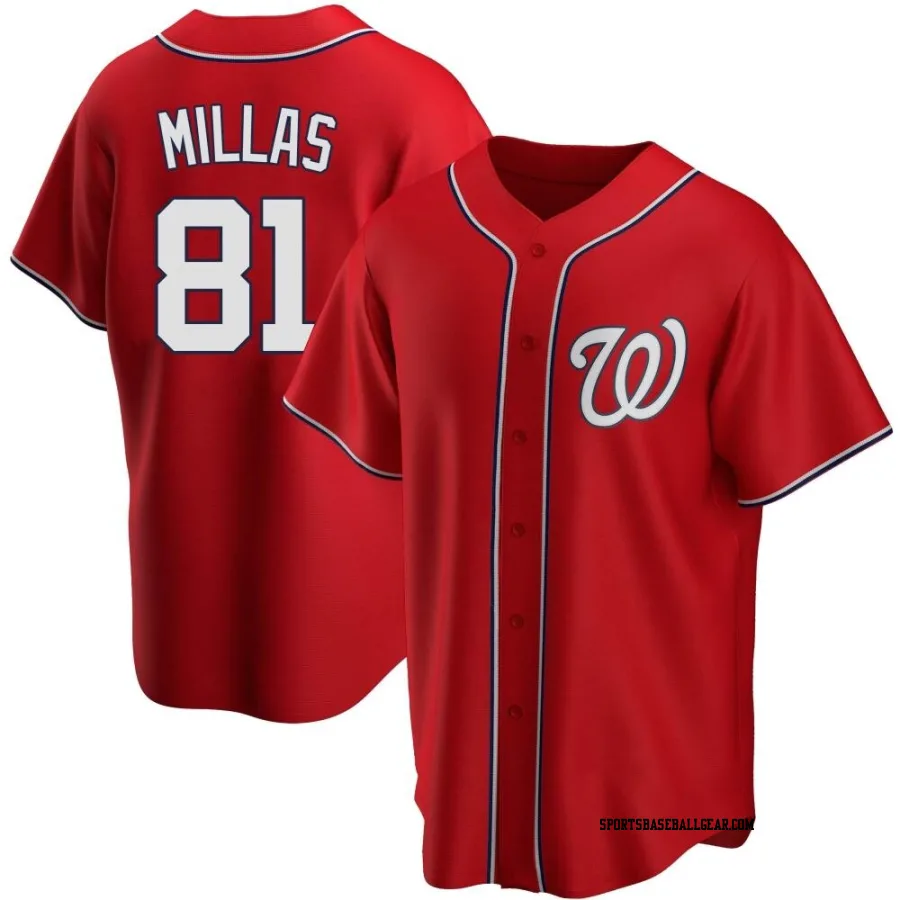 Drew Millas Men's Washington Nationals Red Replica Alternate Jersey