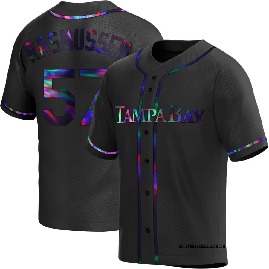 Drew Rasmussen Youth Tampa Bay Rays Black Holographic Replica Alternate Jersey