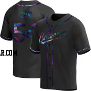 Drew Rom Men's Baltimore Orioles Black Holographic Replica Alternate Jersey