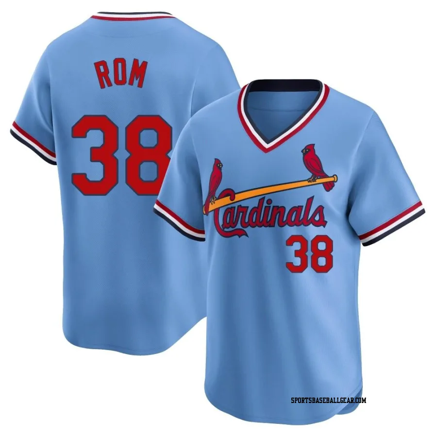 Drew Rom Men's St. Louis Cardinals Light Blue Limited Cooperstown Collection Jersey