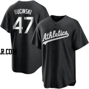 Drew Rucinski Men's Oakland Athletics Black/White Replica Jersey