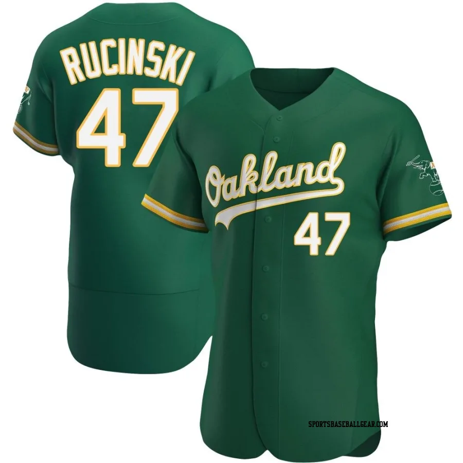 Drew Rucinski Men's Oakland Athletics Green Authentic Kelly Alternate Jersey