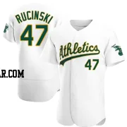 Drew Rucinski Men's Oakland Athletics White Authentic Home Jersey