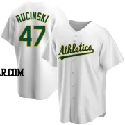 Drew Rucinski Men's Oakland Athletics White Replica Home Jersey