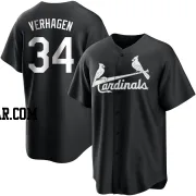 Drew VerHagen Men's St. Louis Cardinals Black/White Replica Jersey