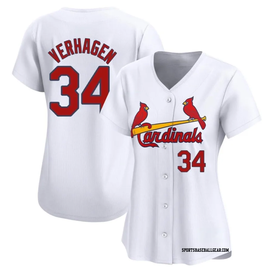 Drew VerHagen Women's St. Louis Cardinals White Limited Home Jersey