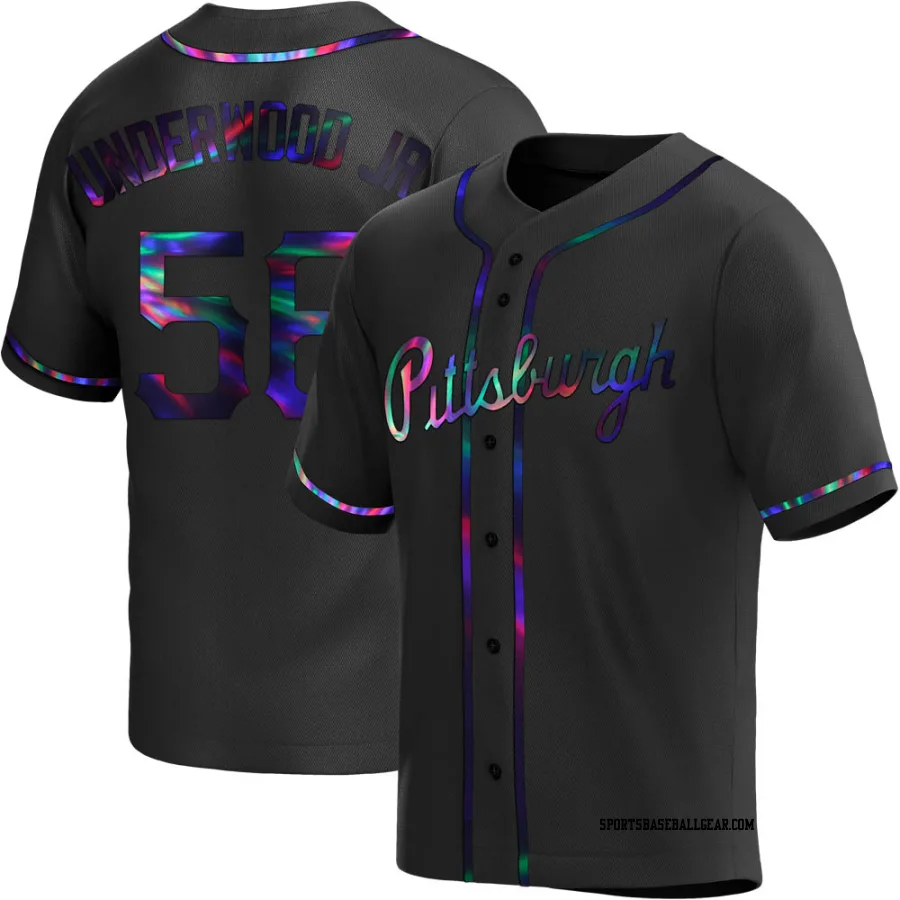 Duane Underwood Jr. Men's Pittsburgh Pirates Black Holographic Replica Alternate Jersey