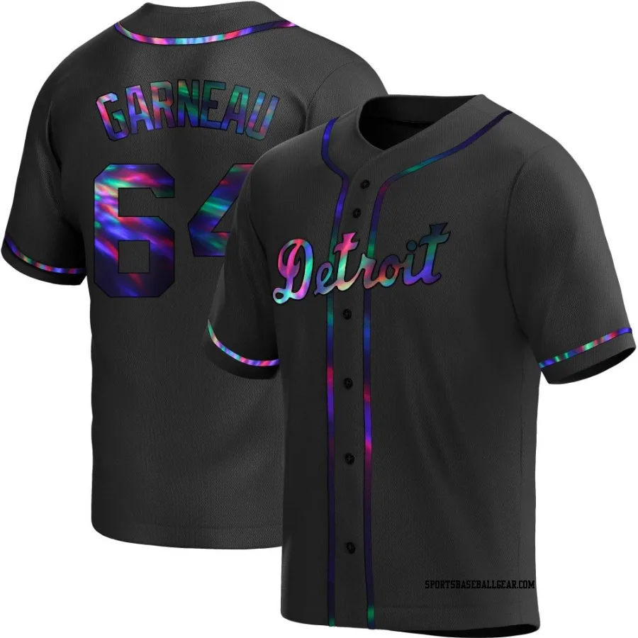 Dustin Garneau Men's Detroit Tigers Black Holographic Replica Alternate Jersey