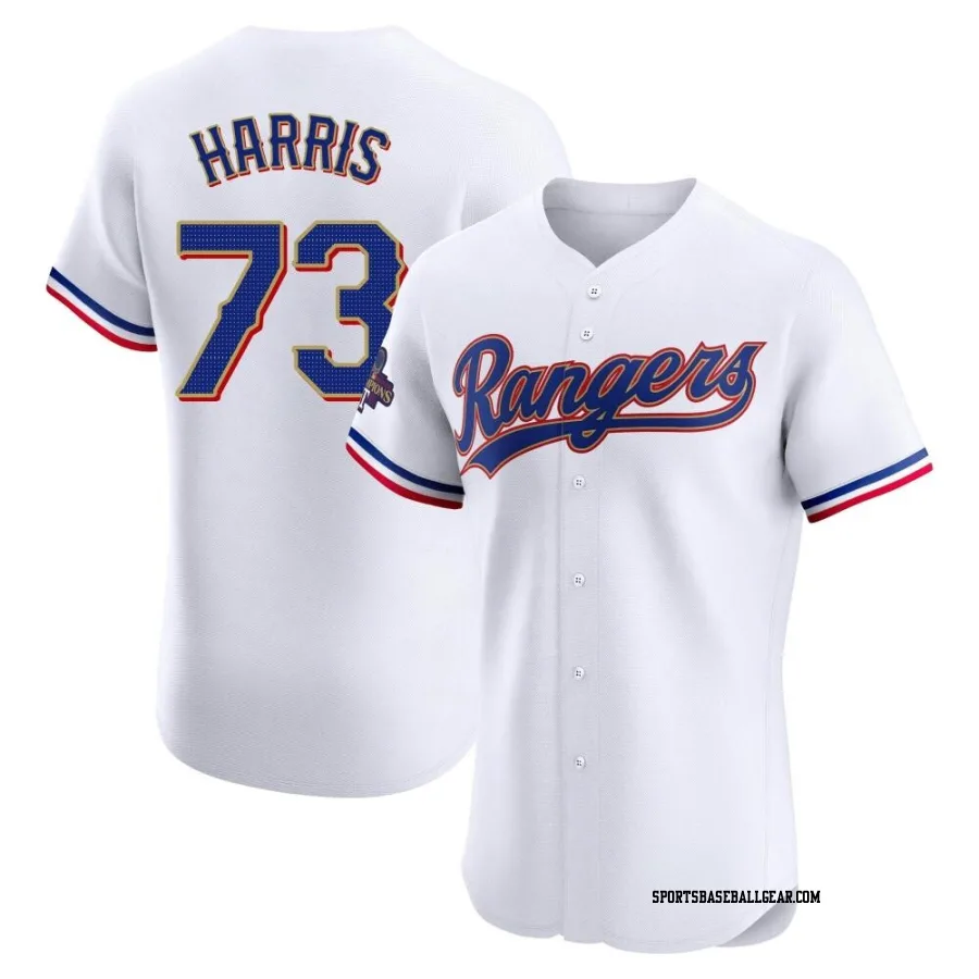 Dustin Harris Men's Texas Rangers Gold Elite White 2024 Collection Jersey