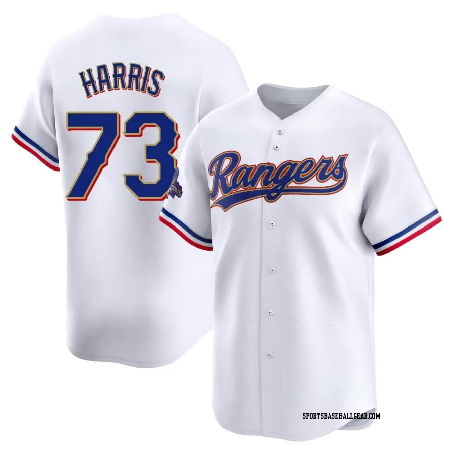 Dustin Harris Men's Texas Rangers Gold Limited White 2024 Collection Jersey