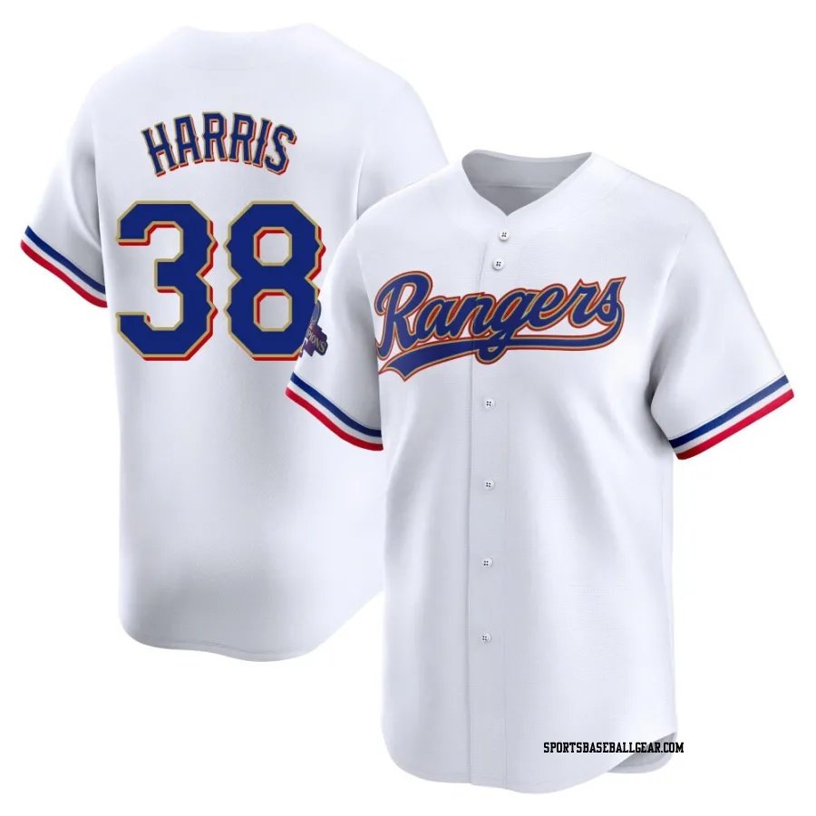 Dustin Harris Men's Texas Rangers Gold Limited White 2024 Collection Jersey