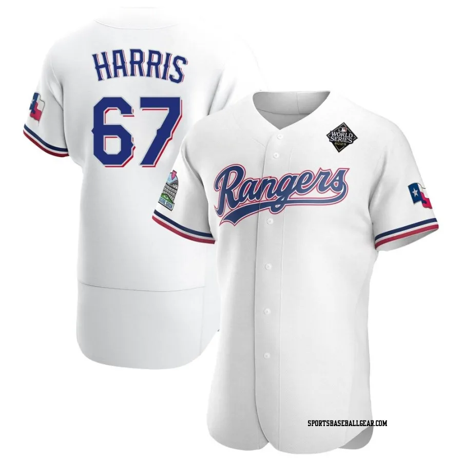 Dustin Harris Men's Texas Rangers White Authentic Home 2023 World Series Jersey