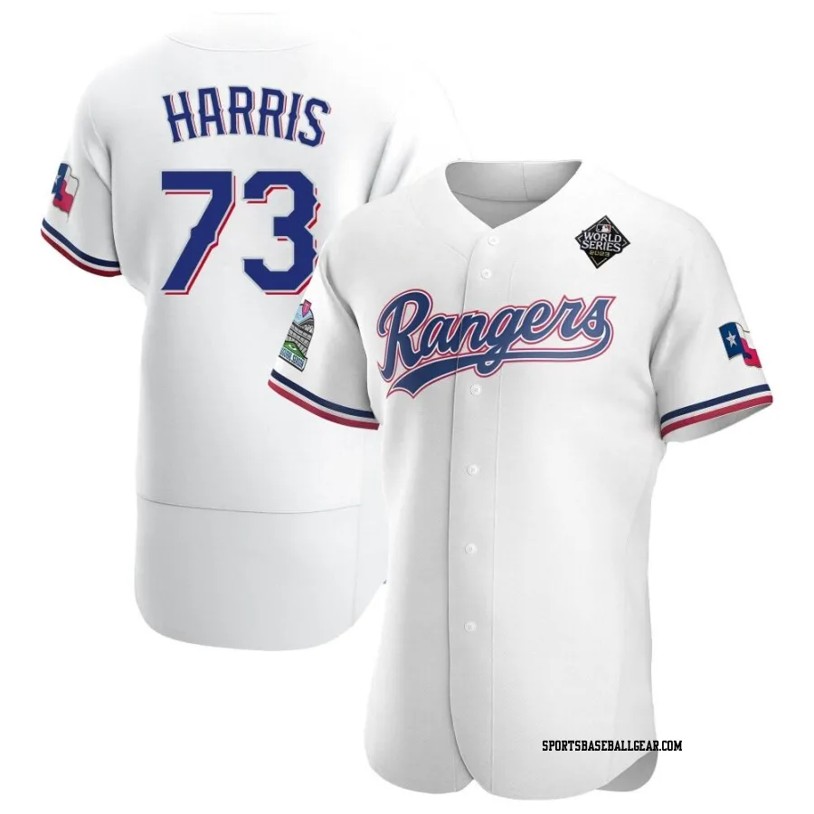 Dustin Harris Men's Texas Rangers White Authentic Home 2023 World Series Jersey