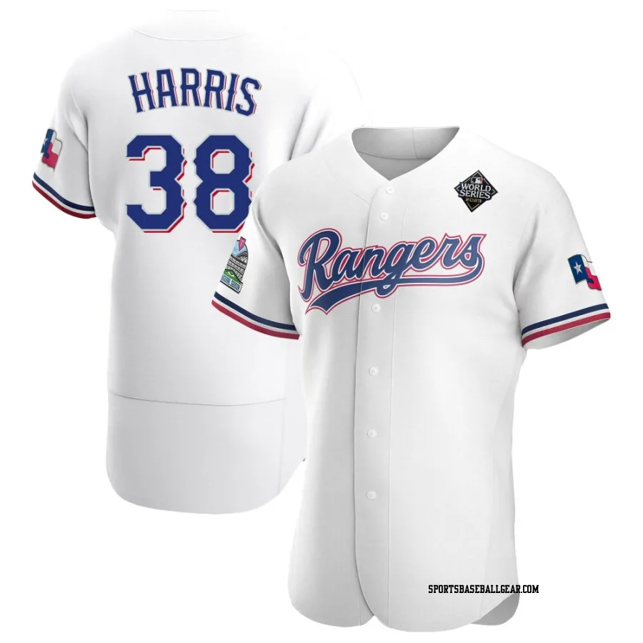 Dustin Harris Men's Texas Rangers White Authentic Home 2023 World Series Jersey